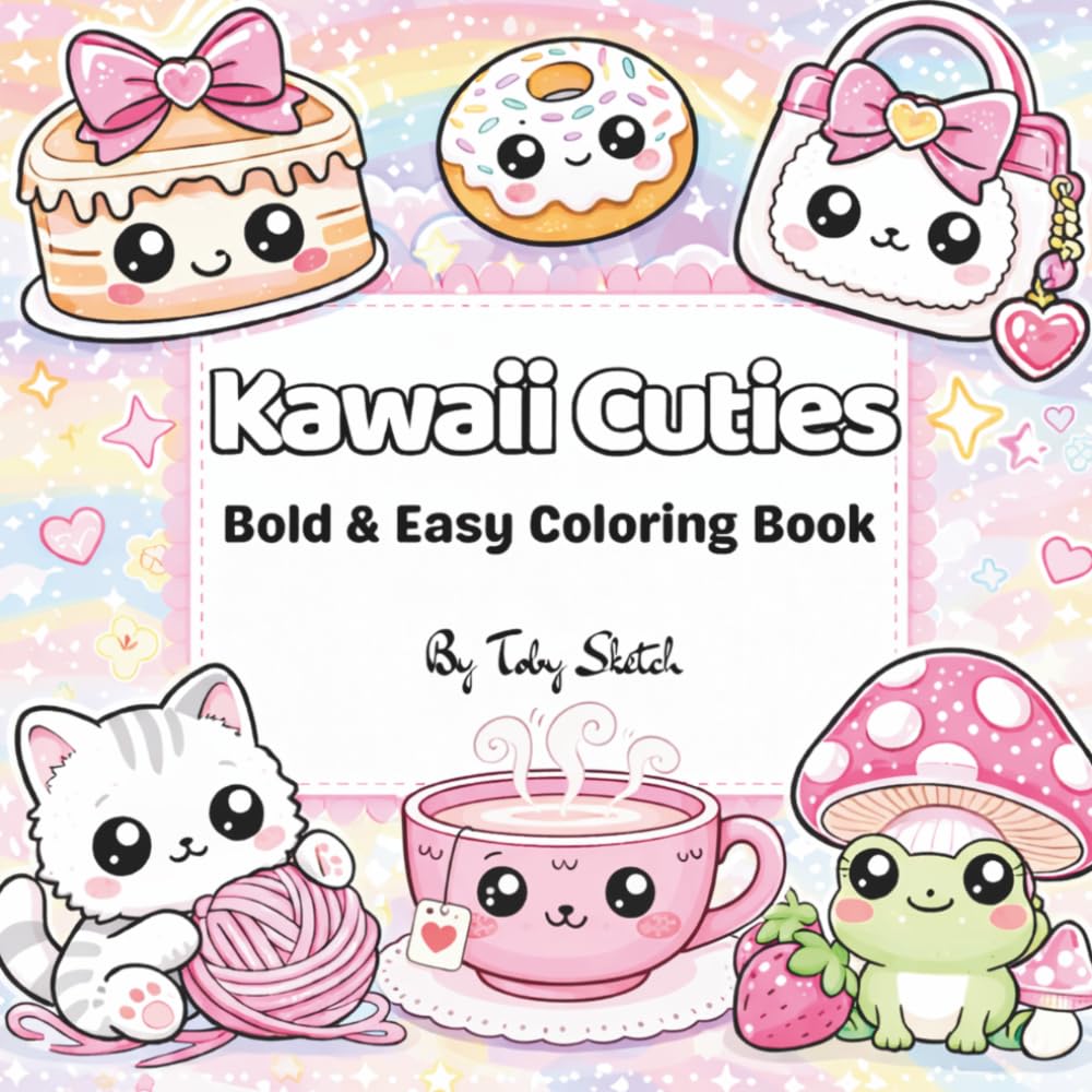 Kawaii Cuties: Bold and Easy Coloring Book