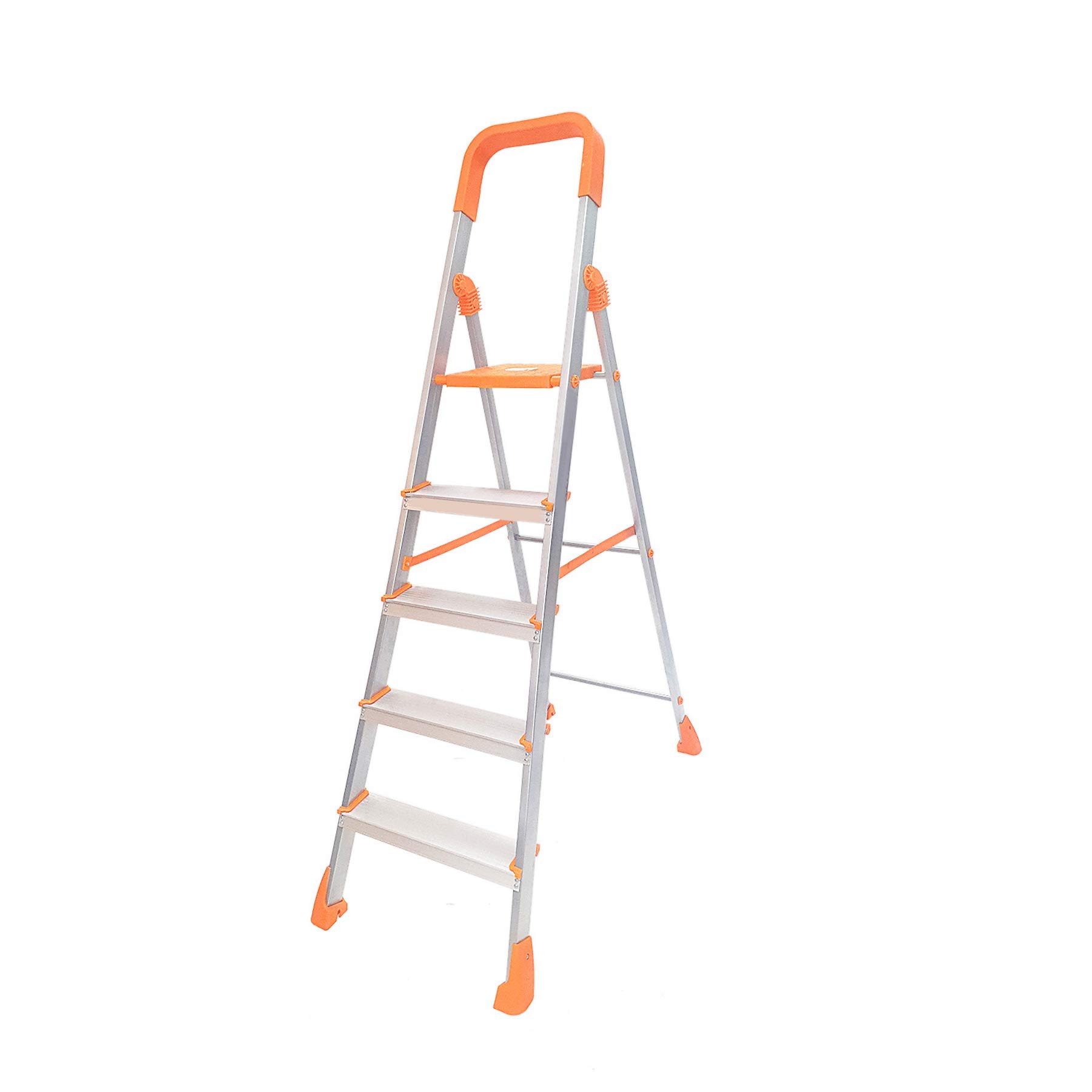 Happer Premium Foldable Aluminium Step Ladder, Clamber Pro, 5 Steps (Orange & Satin) (B08243FPJL) Amazon Price History, Amazon Price Tracker
