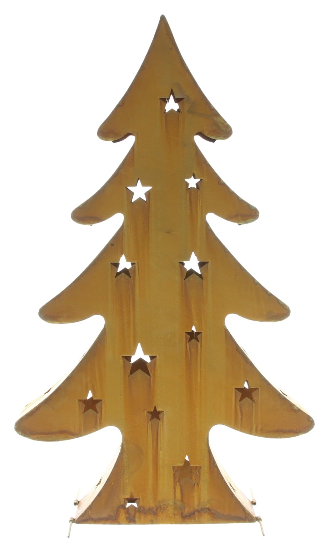 Dekoleidenschaft Dekofigur Tanne aus Metall mit Echtrost und LED Beleuchtung, 80 cm hoch, Winterdeko, Leuchtdeko, Gartendeko für Draußen, Weihnachtsdeko, Rostfigur, Tannenbaum