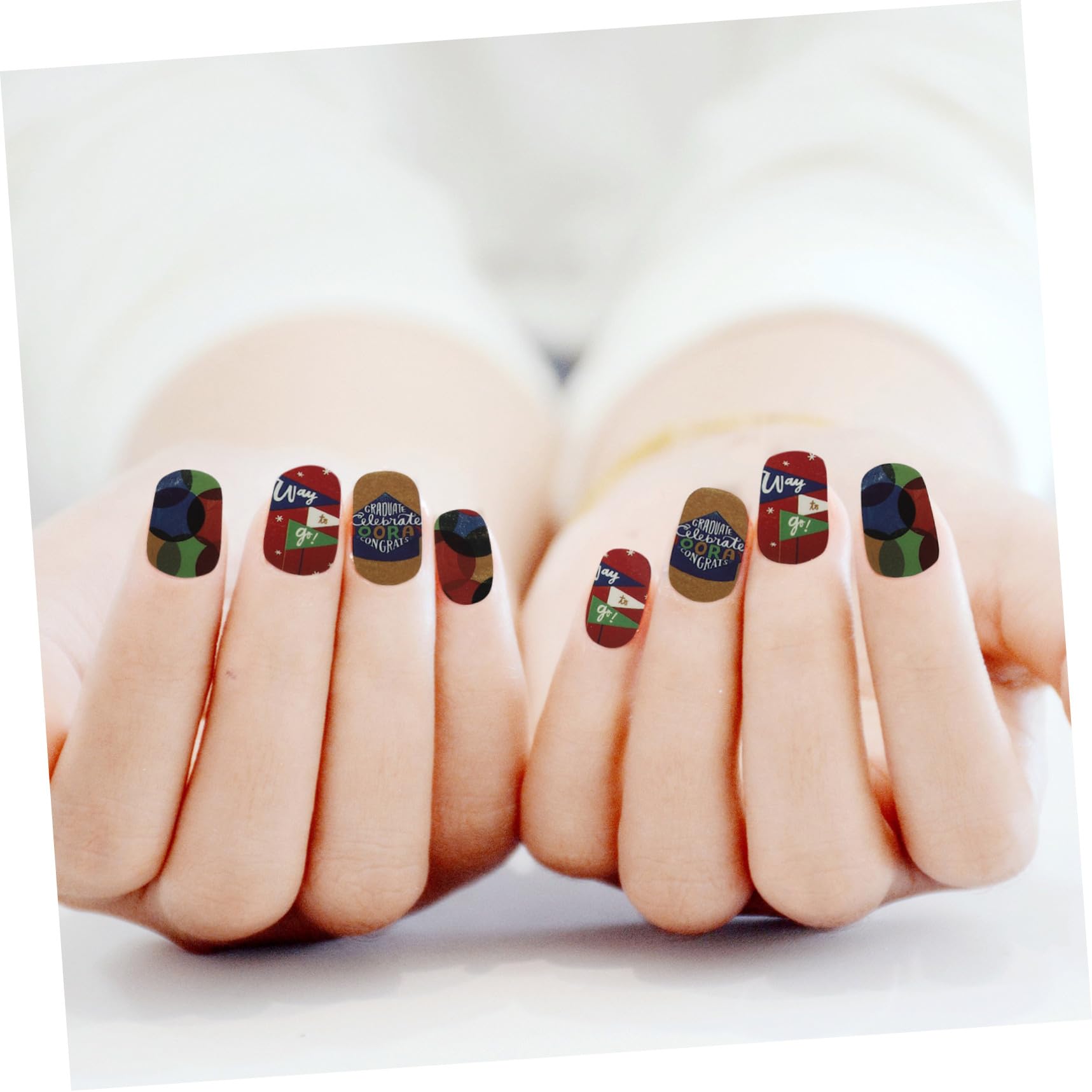 VICASKY 48 Fogli 1 Set Adesivi per nail art per la laurea francese Unghia smalti adesivi unghie decorazioni unghie adesivi per la decorazione delle unghie toppe per unghie a tema laurea