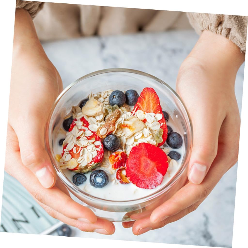 1Pc Transparent Insulated Serving Bowl Double Layer Heat Resistant Glass Container for Desserts Soup Salad Fruits for Daily Gatherings Picnics and Camping