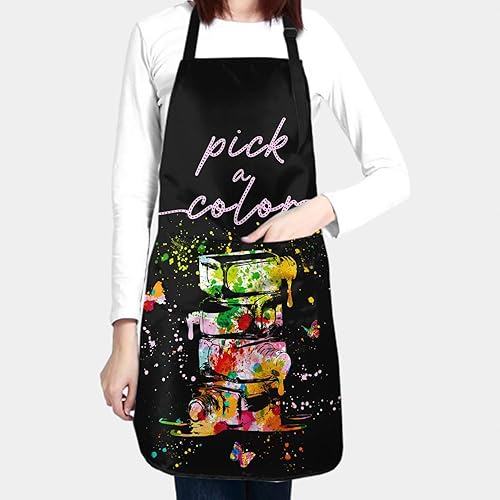 Miniatura 5 de Delantal para técnico de uñas para mujer, delantal con tecnología de uñas, 2 bolsillos, delantal de técnico de uñas, manicuristas, suministros de