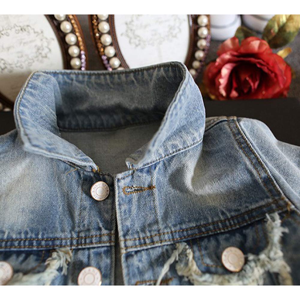 Dziewczęca kurtka dżinsowa z długim rękawem kurtka z nadrukiem kryształowym Denim Cowboy Outwear dla dzieci odzież top