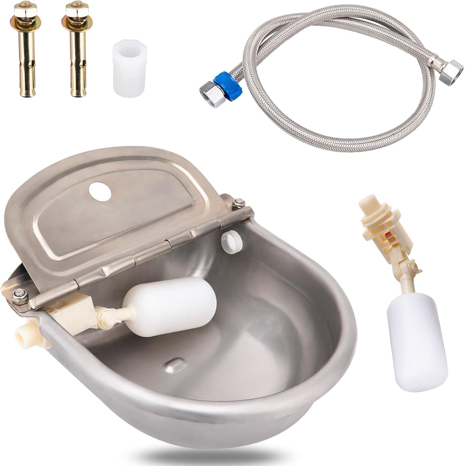 Ciotola automatica per acqua potabile per mucche, in acciaio inox, con valvola a galleggiante, erogatore per animali da fattoria con connettore rapido