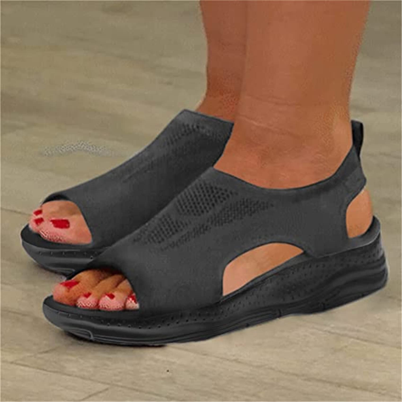 Sandali con Zeppa da Donna con Plateau Sandali Open Toe con Fondo Spesso Bocca di Pesce Sandali Casual da Spiaggia Sandali con Zeppa alla da Donna Sandali Sportivi con Zeppa e Plateau, Marrone,