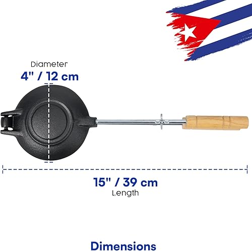 Miniatura 4 de Disquera de Pan Cubano Redondo (1 unidad) - Prensa de sándwich cubana de hierro fundido para disco volador para sándwich - Sandwich tradicional de