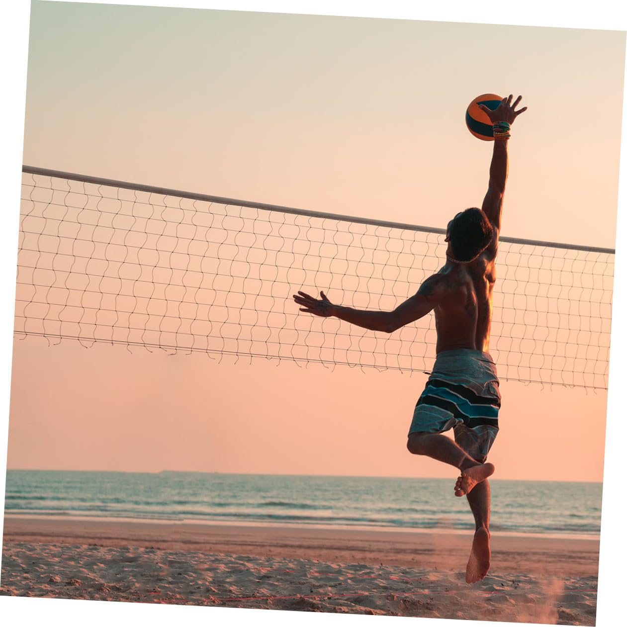 SUPVOX Filet de Beach-Volley Standard Professionnel en Polyester Résistant, Réglable et Portable, Filet de Volley-Ball Sportif pour Entraînement et Compétition en Extérieur, Usage Plage et Terrain