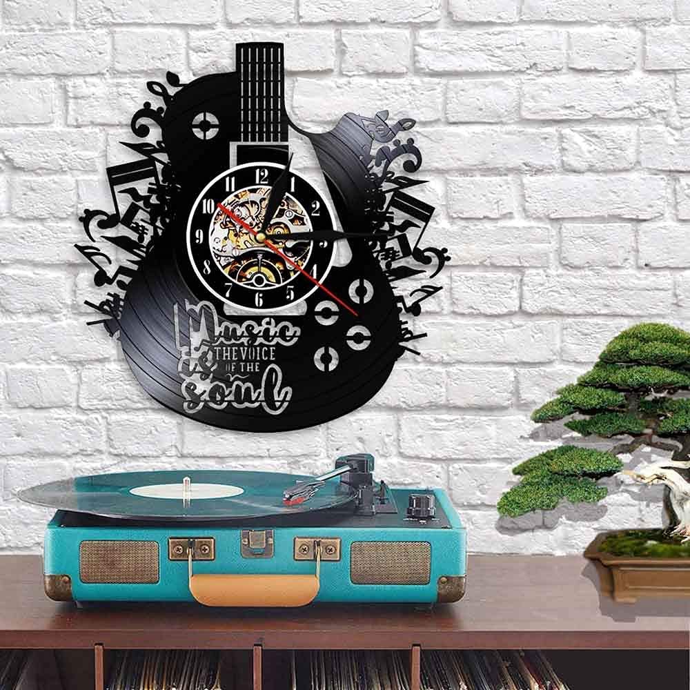 Orologio da Parete in Vinile con LED, Musica Rock, Chitarra Rock Band Musica Arte silenziosa, Decorazioni per la casa, miglior Regalo per Lui e per lei - Uomo, Donna, Fidanzato e Fidanzata