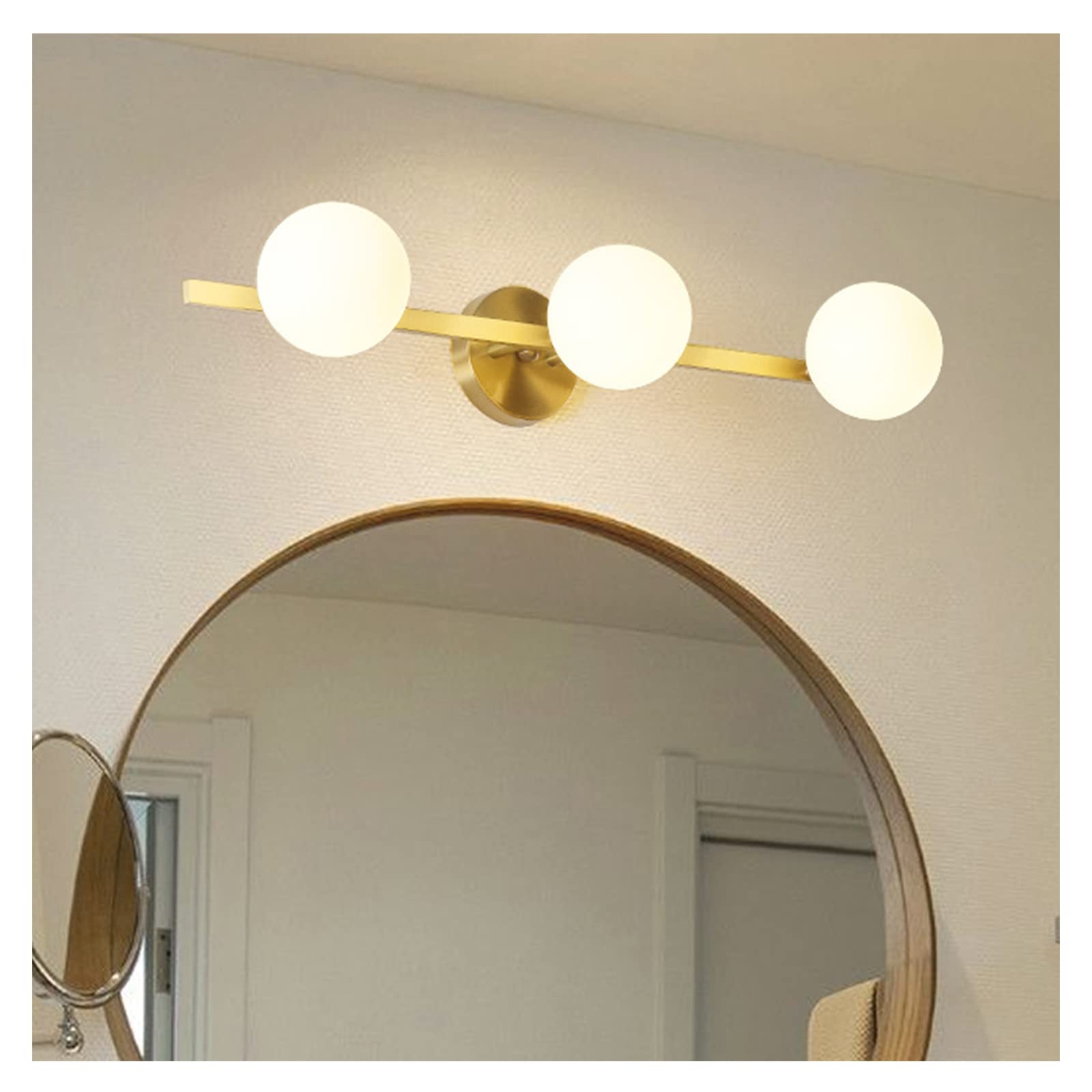 Lampe de miroir de bain doré pour salle de maquillage et coiffeuse chic