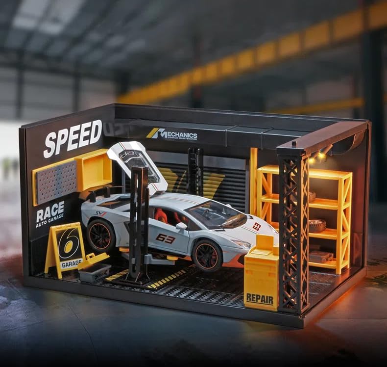 Amazon.co.jp: Raineed ミニカー整備場 1/24 ガレージ ジオラマ