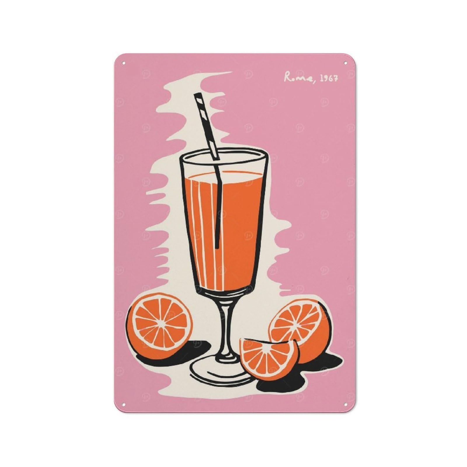 Retro Orange Spritz in Rome Decorative Metal Plaque 30x20cm, Shed Wall Plaque for Tool Room, Garage, Studio Or Home Bar