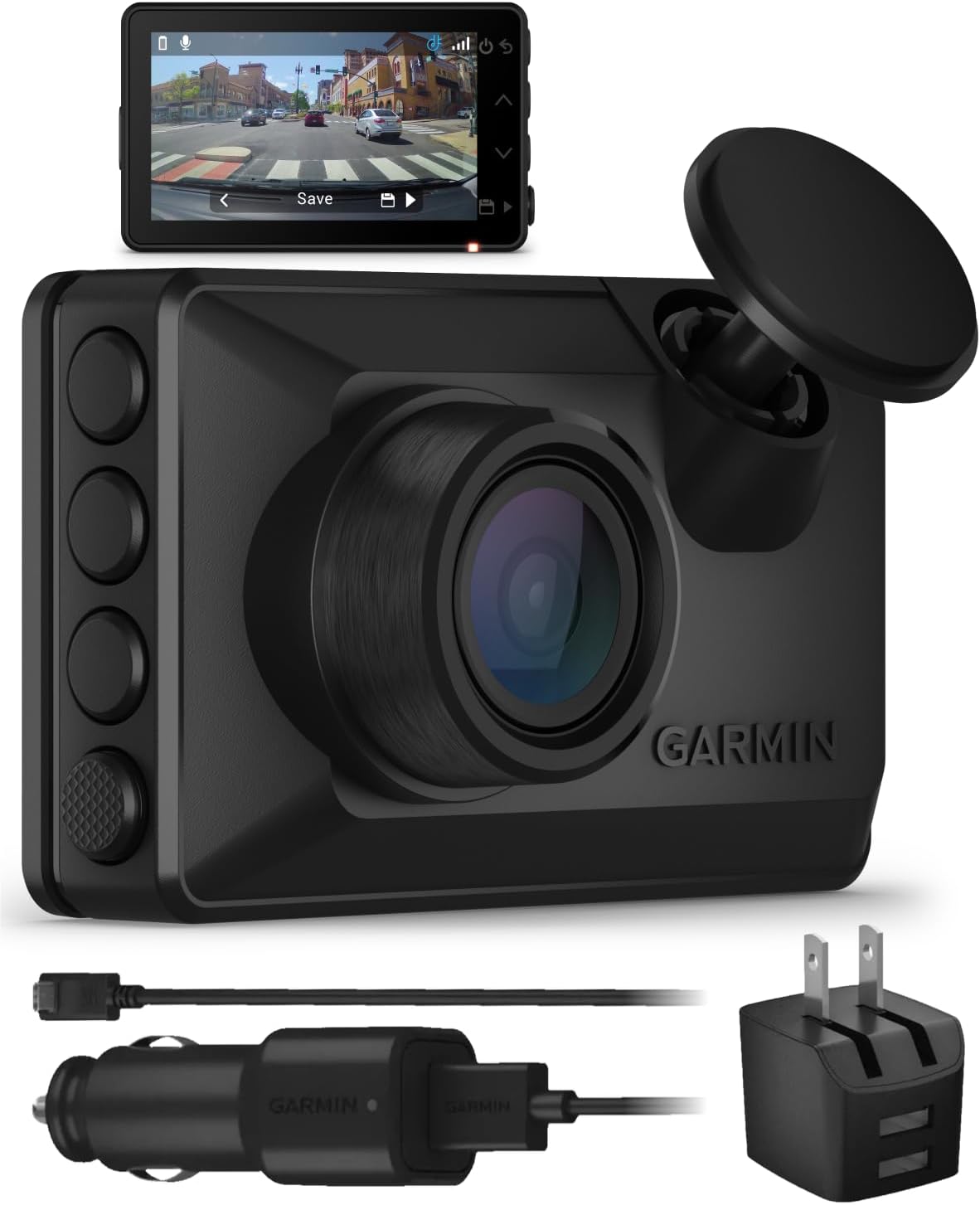 Wearable4U - Garmin Dash Cam X310, Compact 4k Ultra HD Touchscreen Dash Cam with a 140-degree Field of View, Built in Clarity Polarizer, GPS, 2.4" Display, Automatic Recording with Power Bank