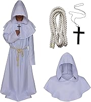 Vista 14 de Coser Park - Disfraz de monje medieval para Halloween, disfraz con capucha Negro