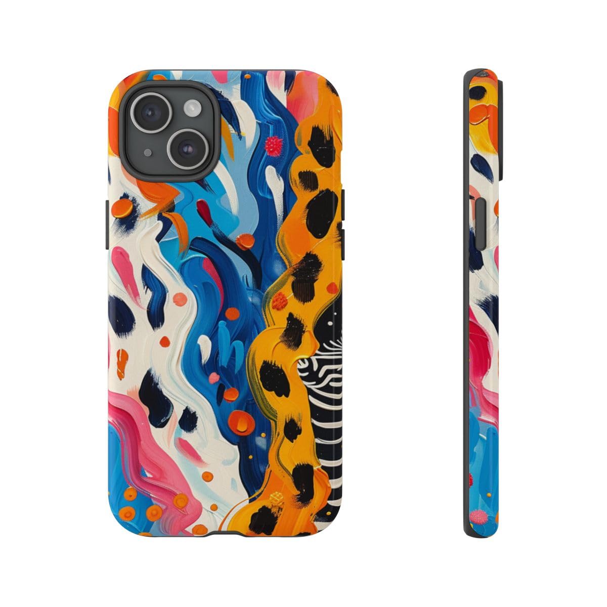 Coque iPhone 15 Plus zèbre abstrait multicolore coque rigide brillante antichoc - 4