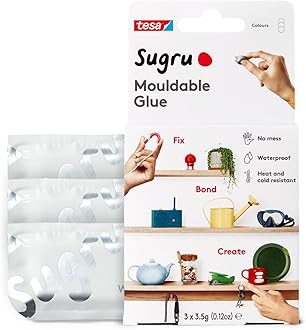 Sugru Silicone Super Glue - Waterproof All-Purpose Wall Putty + Moldable Glue for Crafting + DIY Home Improvement - Removable + Kid-Safe - Indoor/Outdoor Use - 3 Pack - White (3.5g/ea)