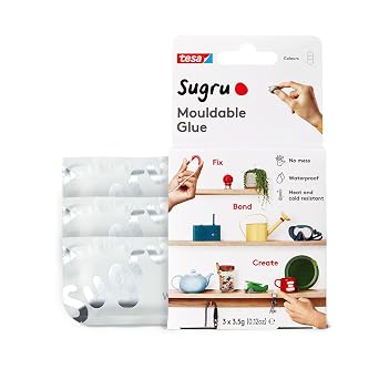 Sugru Silicone Super Glue - Waterproof All-Purpose Wall Putty + Moldable Glue for Crafting + DIY Home Improvement - Removable + Kid-Safe - Indoor/Outdoor Use - 3 Pack - White 3.5g/ea