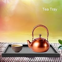 Vista 2 de Fdit Rectángulo Forma Madera Sólida Té Café Snack Comida Comida Bandeja Bandeja Plato Hogar Hotel Restaurante Bandejas (14.2 x 10.6 in)