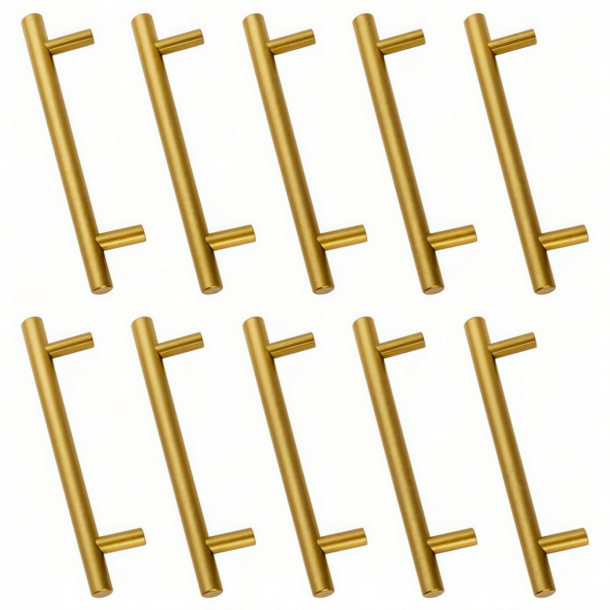 Drenky 10 Pack Kitchen Cupboard Handles, Kitchen Door Handles Gold Stainless Steel 160mm Hole Centre with Screws for Wardrobe Cabinet Drawer
