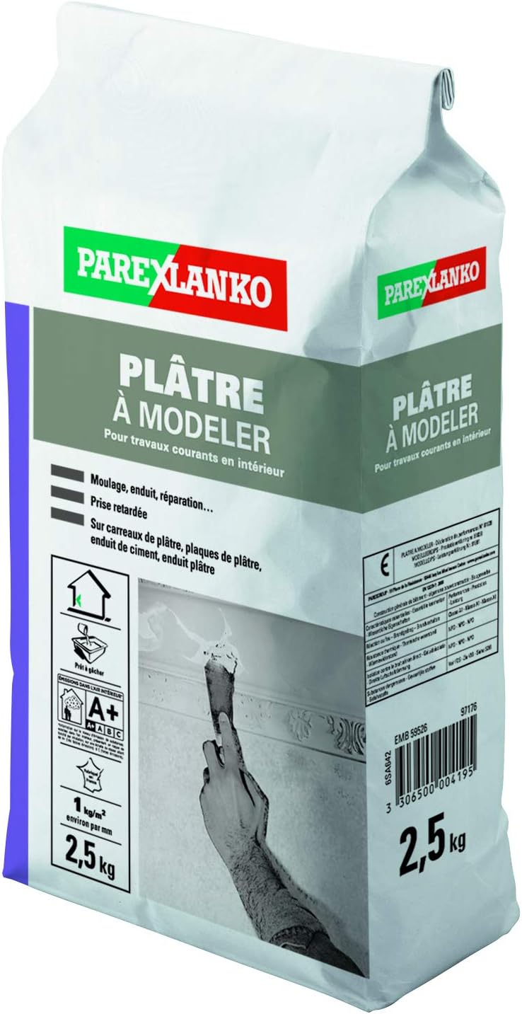 Parexlanko LA2803 Plâtre à Modelling Plaster, Gray, 2,5Kg