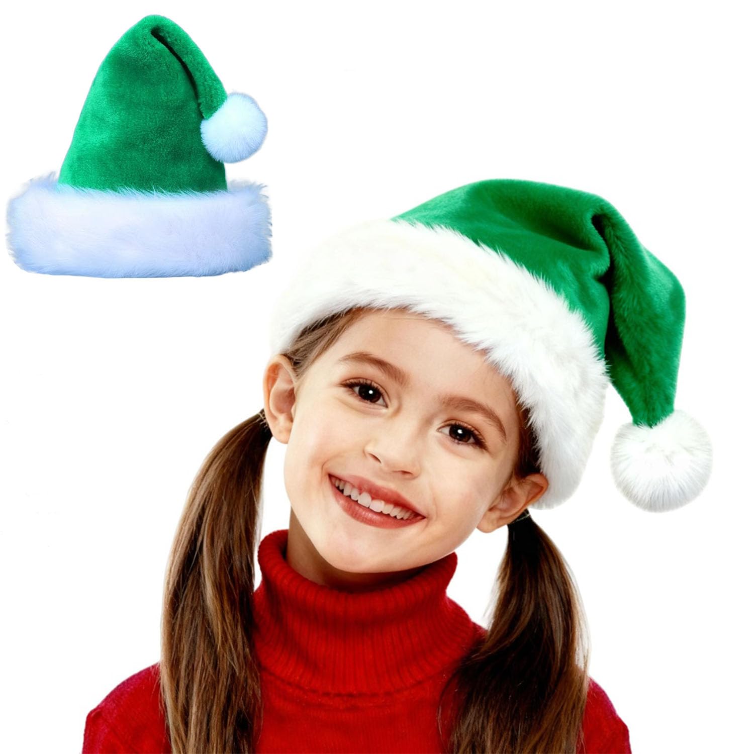 Ankelesz Santa Hat for Kids,Xmas Hat,Unisex Velvet Classic Toddler Santa Claus Hat for Christmas New Year Party