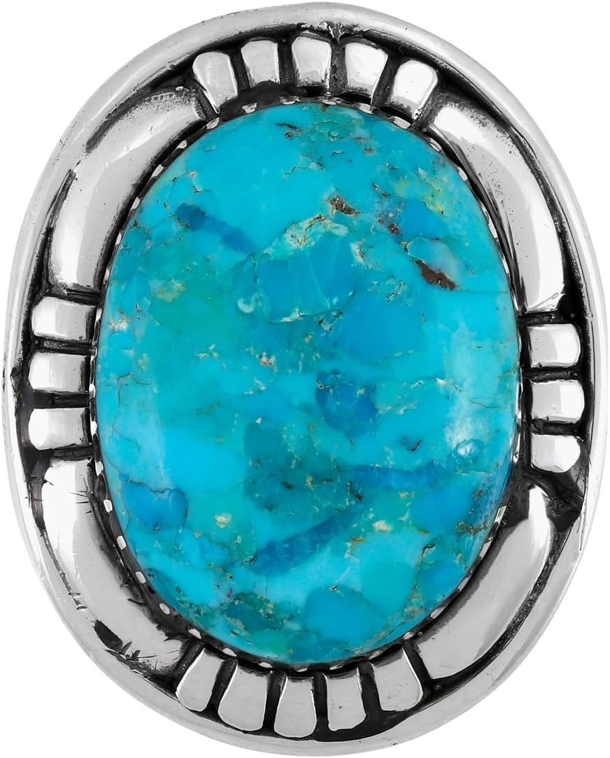 Turquoise Ring Sterling Silver 925 Genuine Gemstones Size 6 to 11 - Image 3