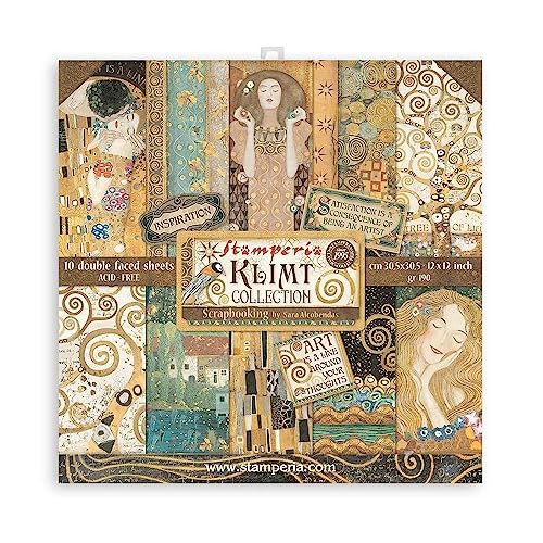 Papier scrapbooking Stamperia SBBL97 lot 10 feuilles 12x12 pour carterie et album créatif