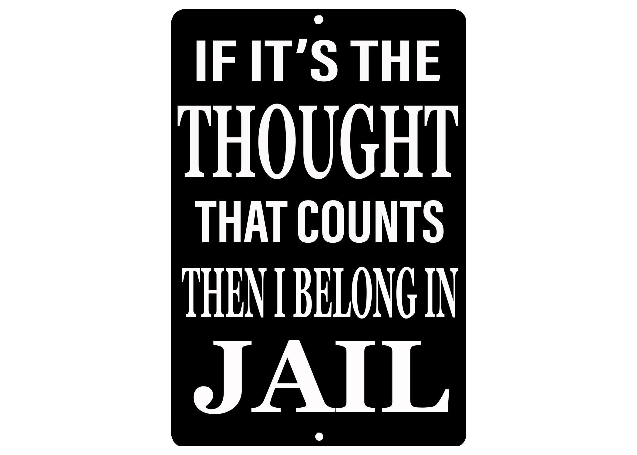 peiyeety Funny Sarcastic Metal Tin Sign Wall Decor Man Cave Bar If It's The Thought That Counts Then I Belong In Jail Sarcastic Joke Sign 8x12 Inch