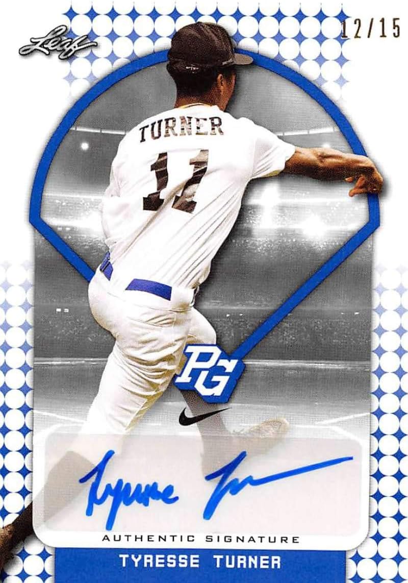 2018 Leaf Perfect Game National Showcase Autographs Blue Baseball #BA-TT1 Tyresse Turner Auto Autograph SER/15 Trading Card produced by Leaf