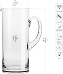 KROSNO Glass Water Juice Pitcher Jug | 44 oz | Glamour Collection | Perfect for Home, Restaurants and Parties | Fridge Safe
