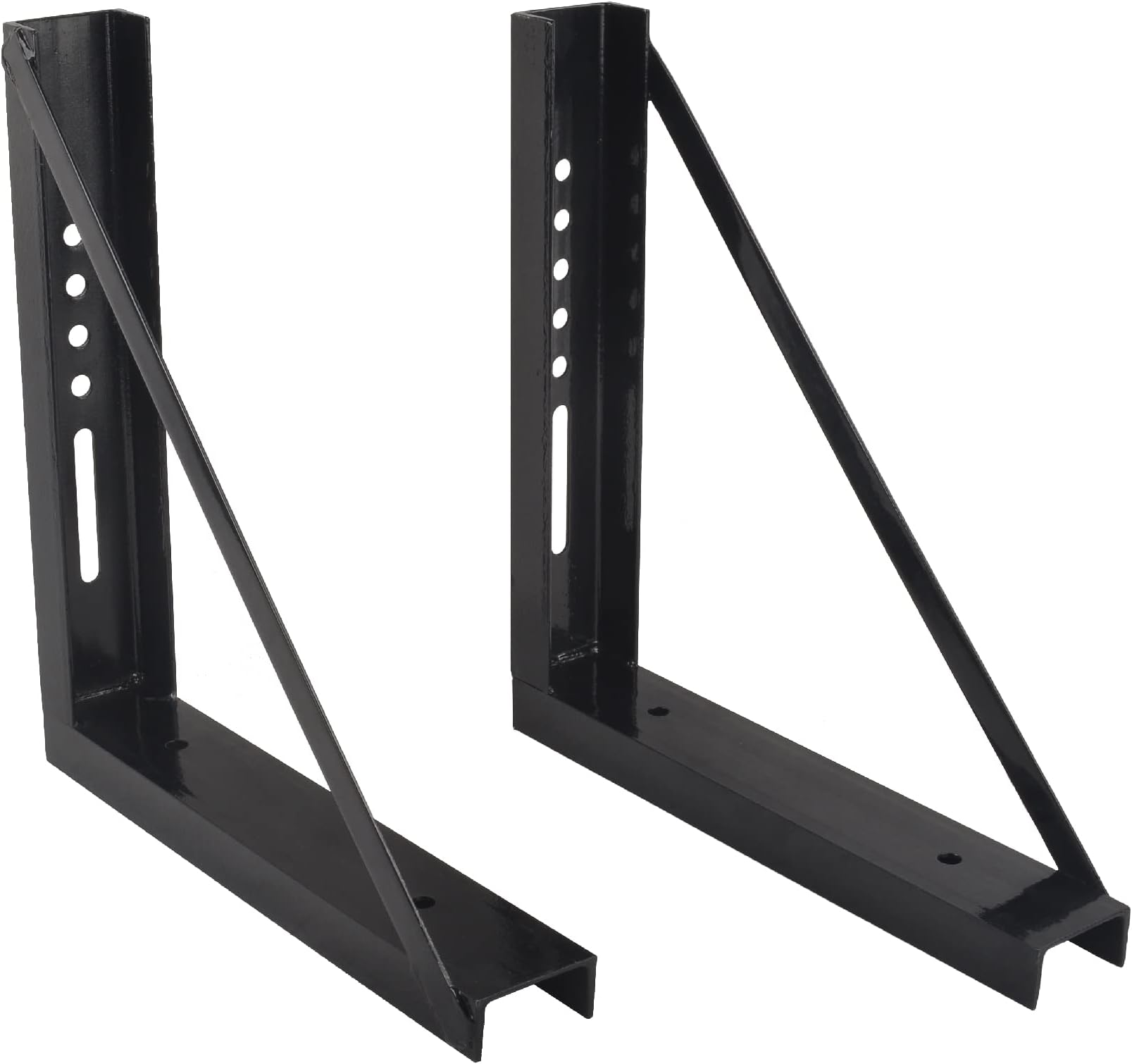 GESEXI 18’’x18’’ Bolted Steel Mounting Brackets for trailer tool box, Set of 2- Black