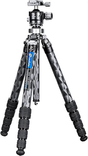 Leofoto LQ-365CLH-47 Trípode modular de fibra de carbono con columna centralplataforma Apex y cierre de collar de mariposa CF de 5 secciones y