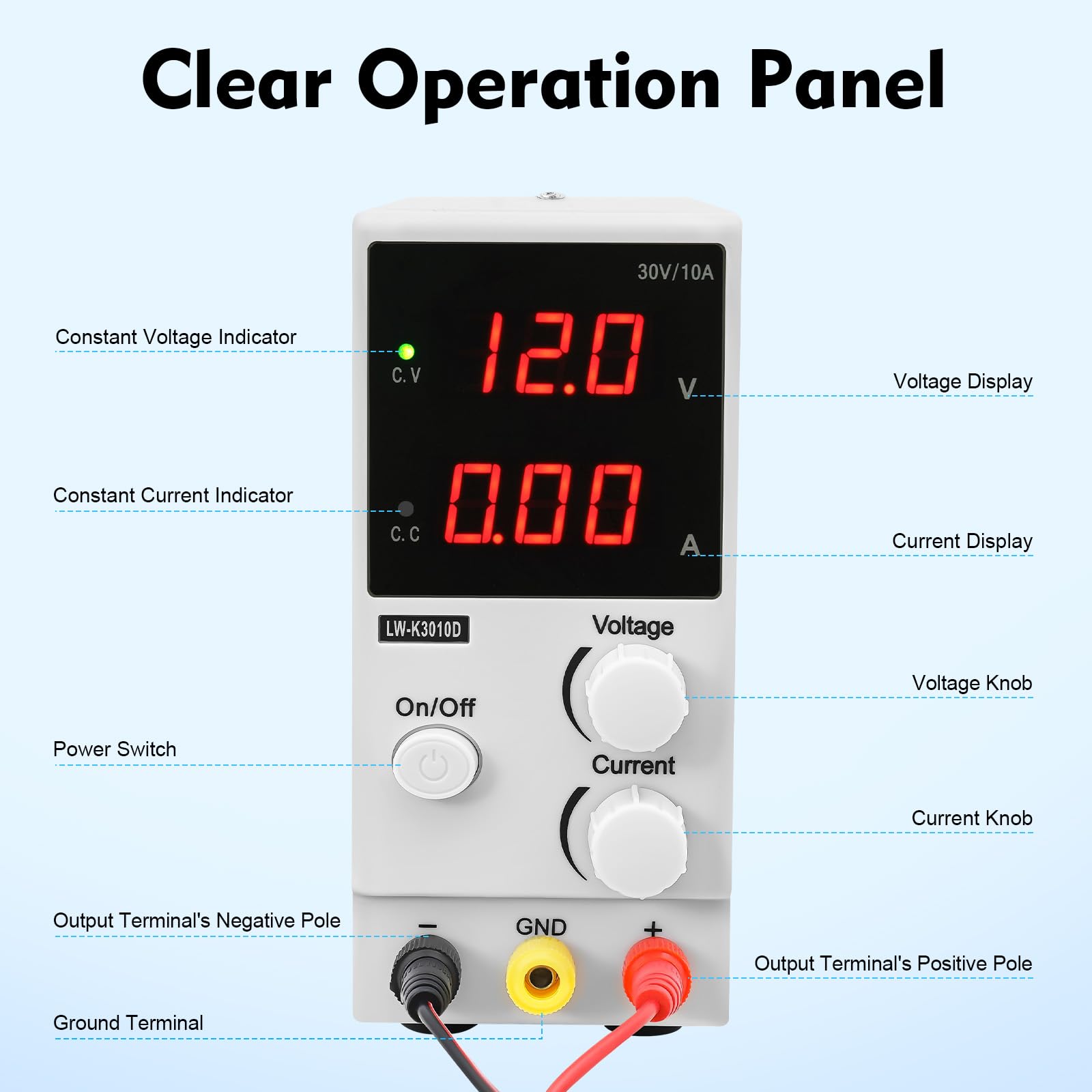 Labornetzteil 30V 10A Schaltnetzteil Labornetzgerät LW-K3010D Variable DC Power Supply - Präzise Digitale Geregelte Stromversorgung für Labor Überlastschutz, Kompaktes Design