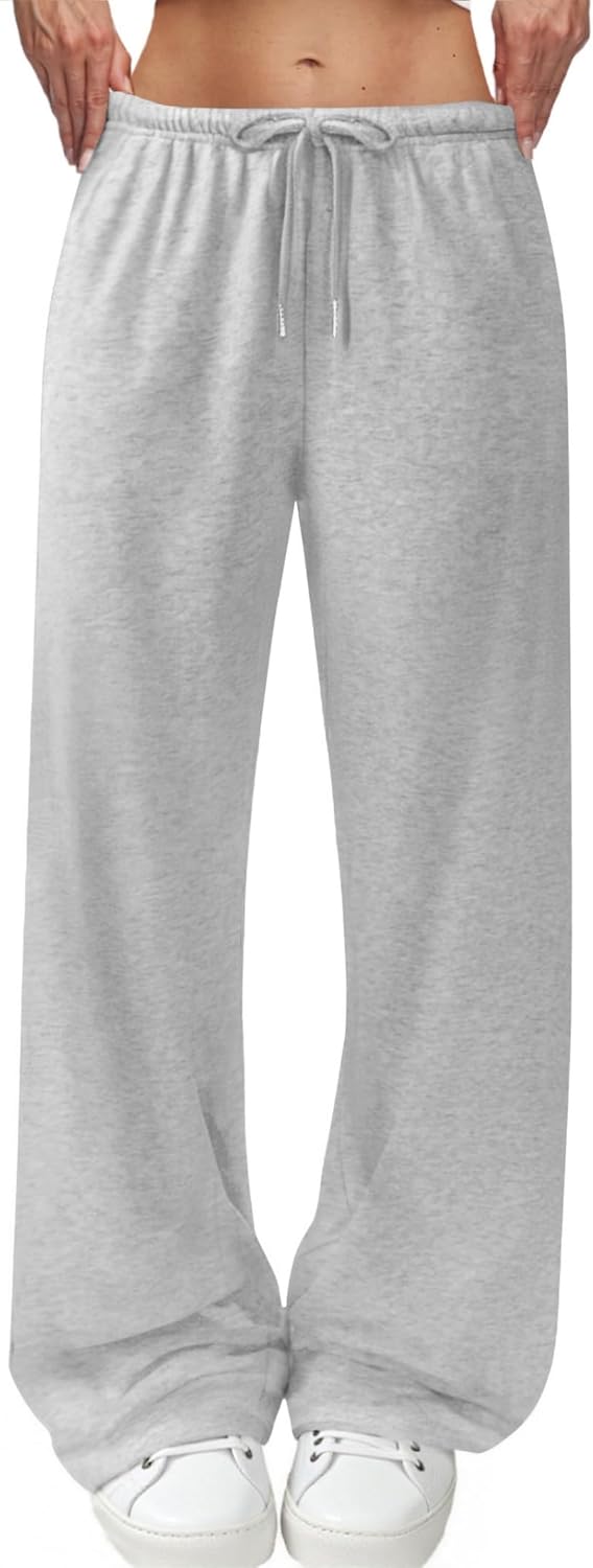 Wide Leg Sweatpants for Women High Waisted Baggy Sweat Track Pants Drawstring Casual Lounge Pants with Pockets
