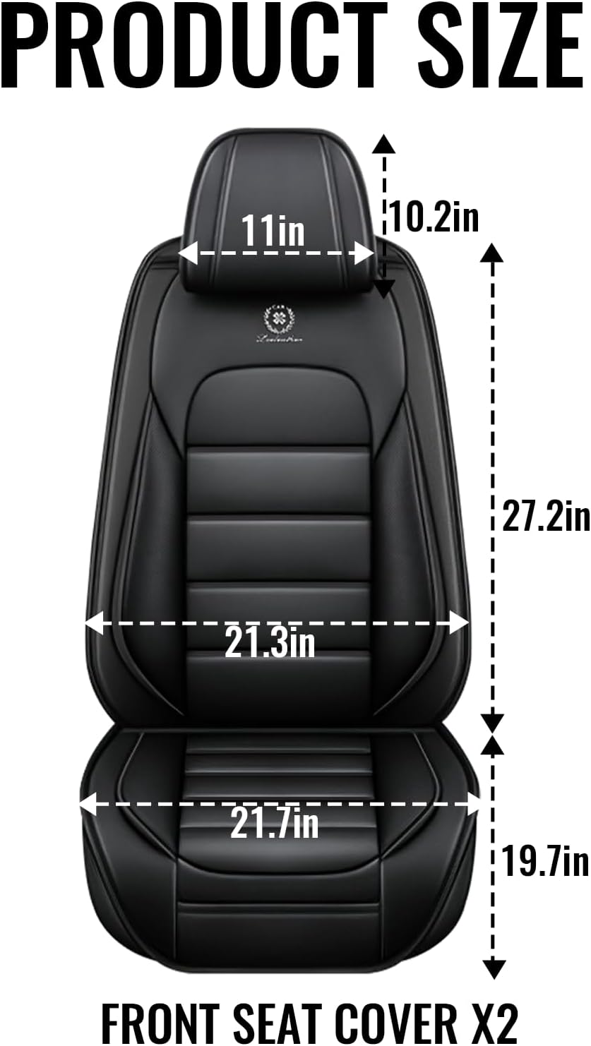 for 2007-2025 Jeep Wrangler Seat Covers 2 Door, Waterproof Nappa Leather Car Seat Covers for Jeep Wrangler, Anti-Slip & Comfortable(Front Set with Pillow Black)