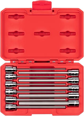 TEKTON 3/8 Inch Drive Long Hex Bit Socket Set, 11-Piece 3-10 mm | SHB91314