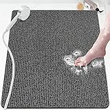 Shower Mat Bathtub Mat Non-Slip,32x24 inch, Soft Tub Mat with Drain,PVC Loofah Bath Mat (Phthalate Free) for Tub and Bathroom,Quick Drying,Black