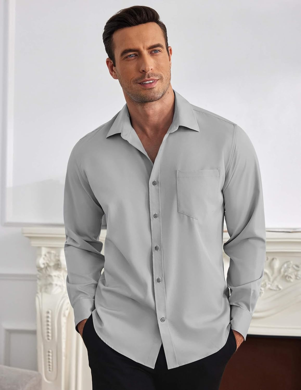 COOFANDY Mens Dress Shirts Wrinkle Free Long Sleeve Button Down Shirt Formal Business Shirts - Image 3