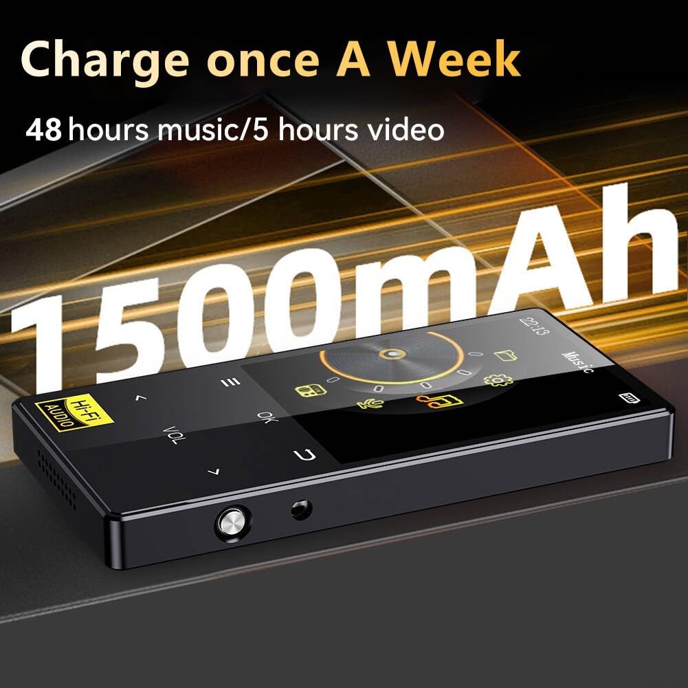 Reproductor de música HiFi MP3 con pantalla de 2.4 pulgadas, 32 GB, calidad de sonido sin pérdidas, radio de memoria ampliable, reproductor portátil (32 GB + 32 GB integrados)