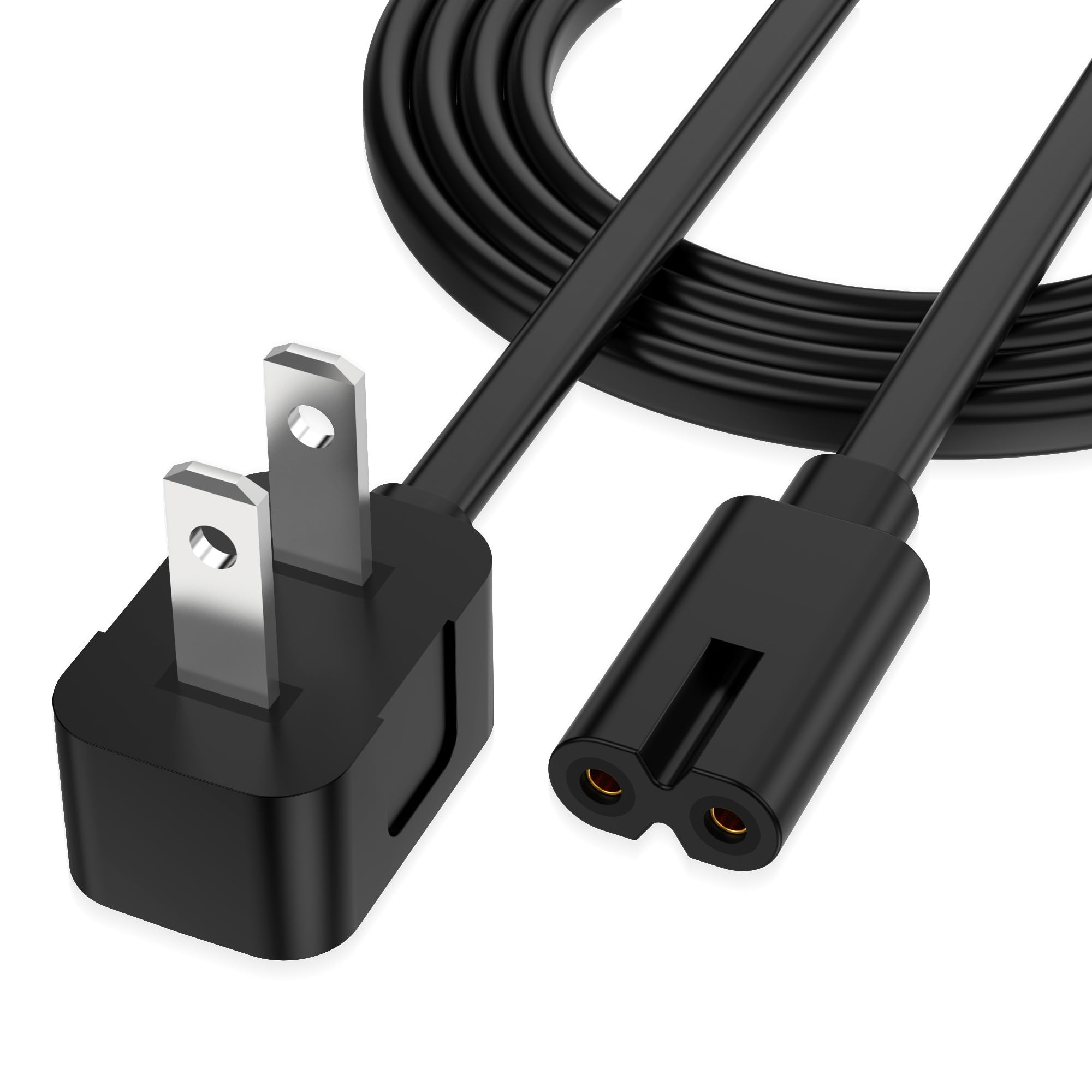 AGVEE 12ft 90 Degree Power Cord for Sony PS5/PS3 Slim, Xbox Series S/X, Xbox One S/X, 2 Prong C7 Universal TV Power Cable Replacement, Sleek Minimalist Design, Black