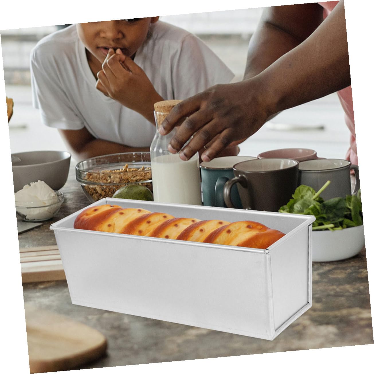 Toyvian Loaf Tin mit Abdeckung Brotbackform mit Glattem Rand für Toast Sandwich Backen Antihaftbeschichtetes Kastenform Backtopf für Zuhause und Geschenke