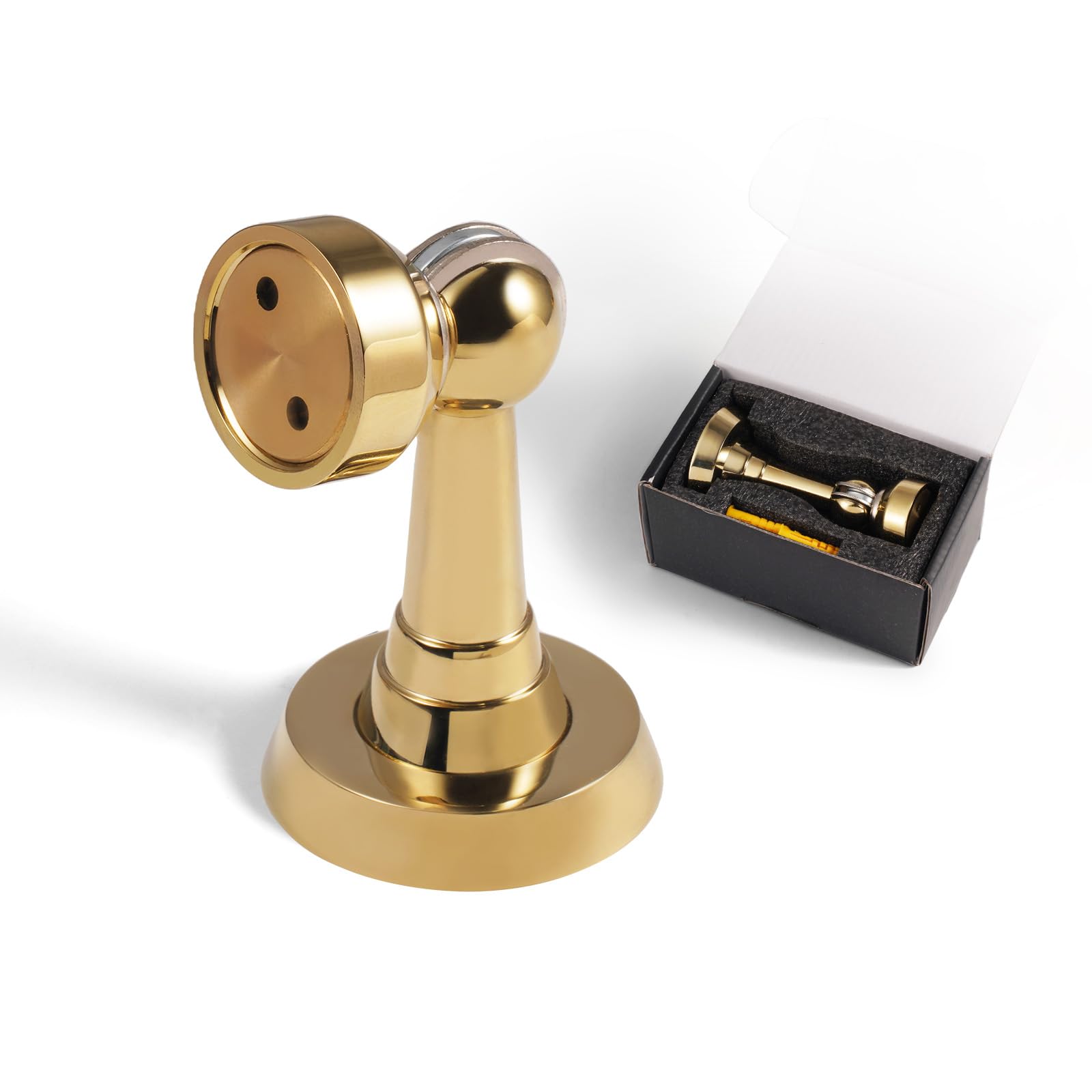 PANALI Magnetic Door Stoppers,Brass Heavy Duty Door Catch,Drilling Door Stop with Screws,Strong Door Holder to Keep Door Open,1 Pack,Bright Gold