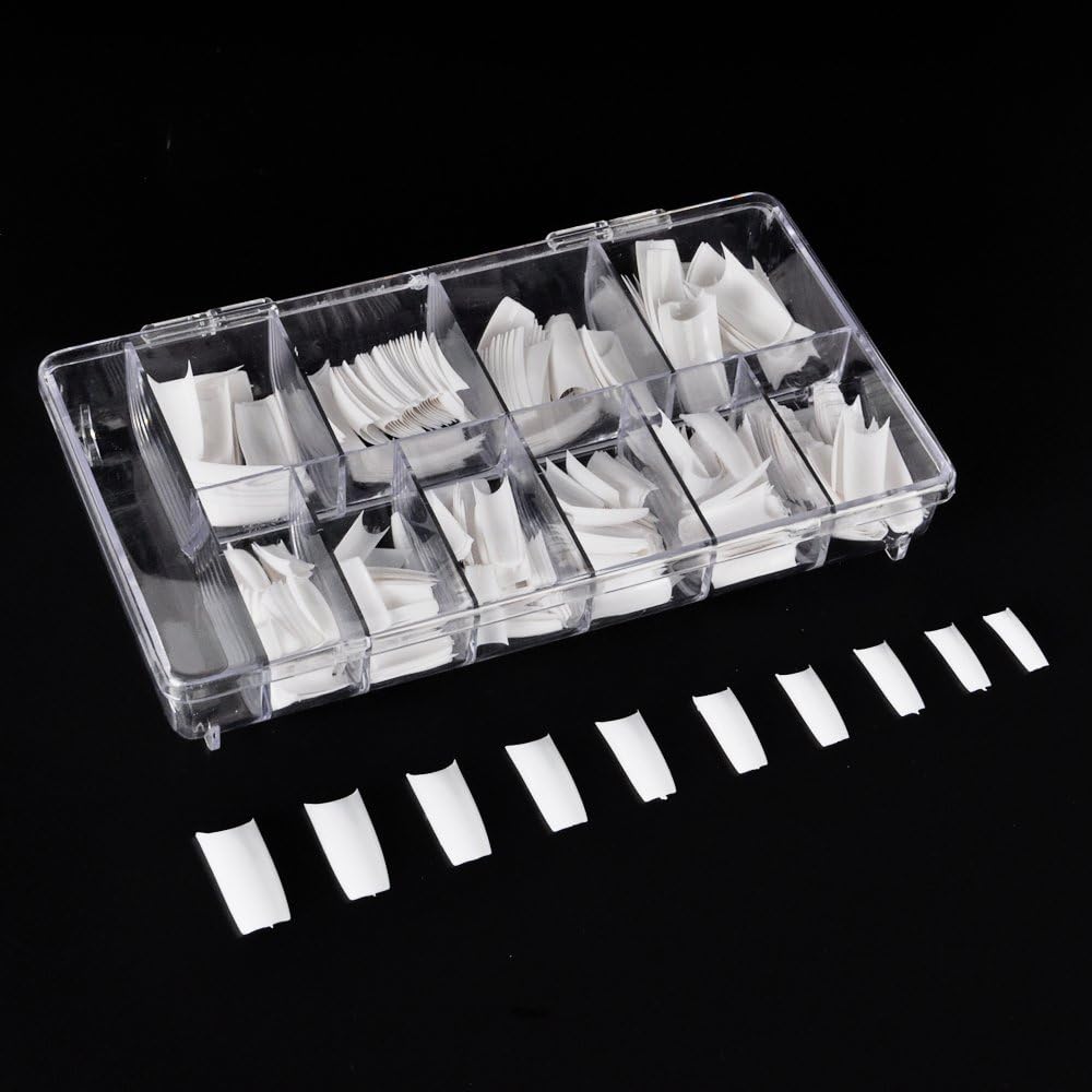 500pcs Well Less Nail Tips Half Cover French White Acrylic UV Gel False Nails Fake Nail Art Tips 10 Sizes with box