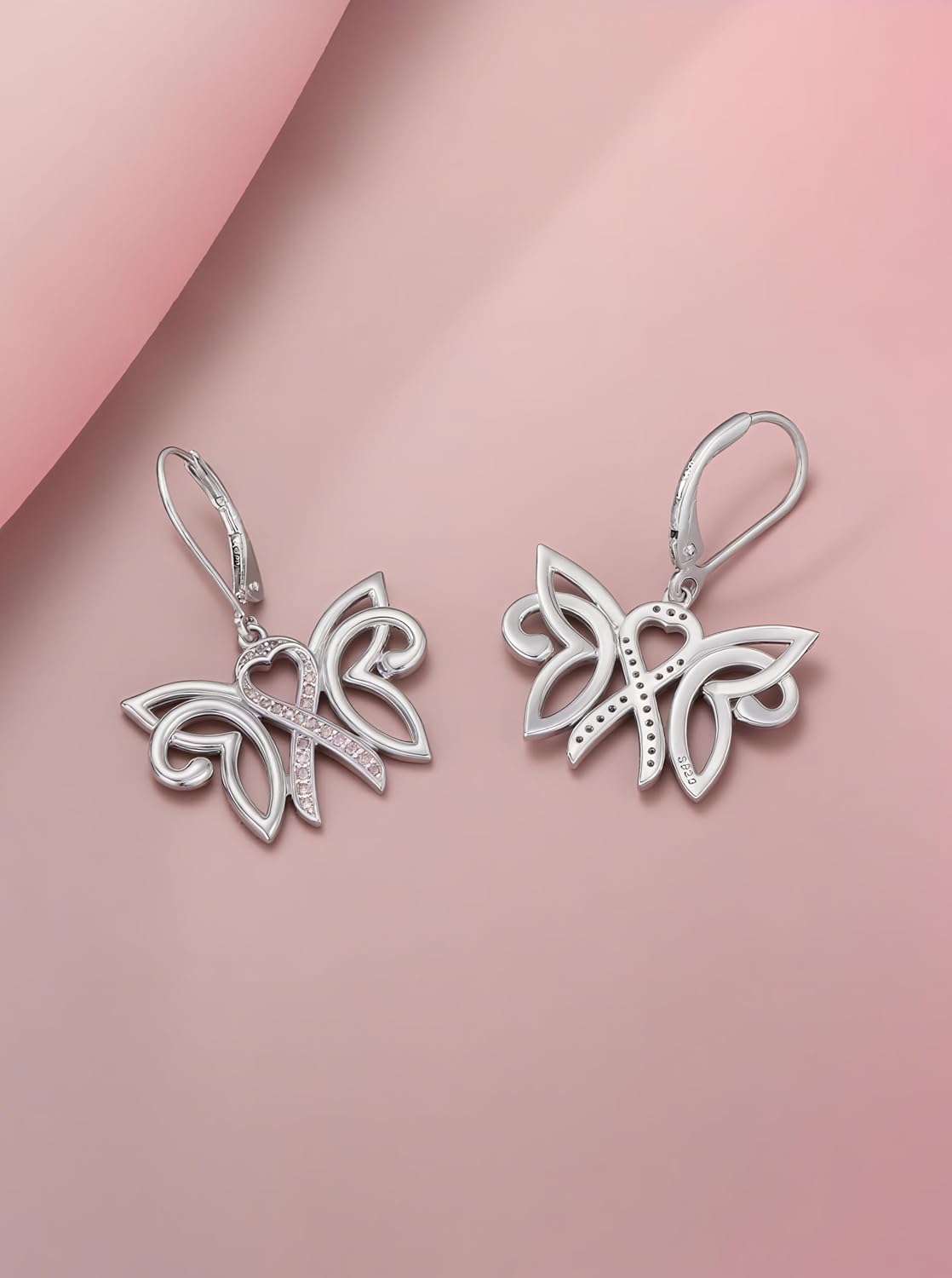 Cross/Butterfly/Dragonfly/Angel Wing Breast Cancer Awareness Earrings for Women 925 Sterling Silver Pink Ribbons Earrings Breast Cancer Survivor Gifts for Woman