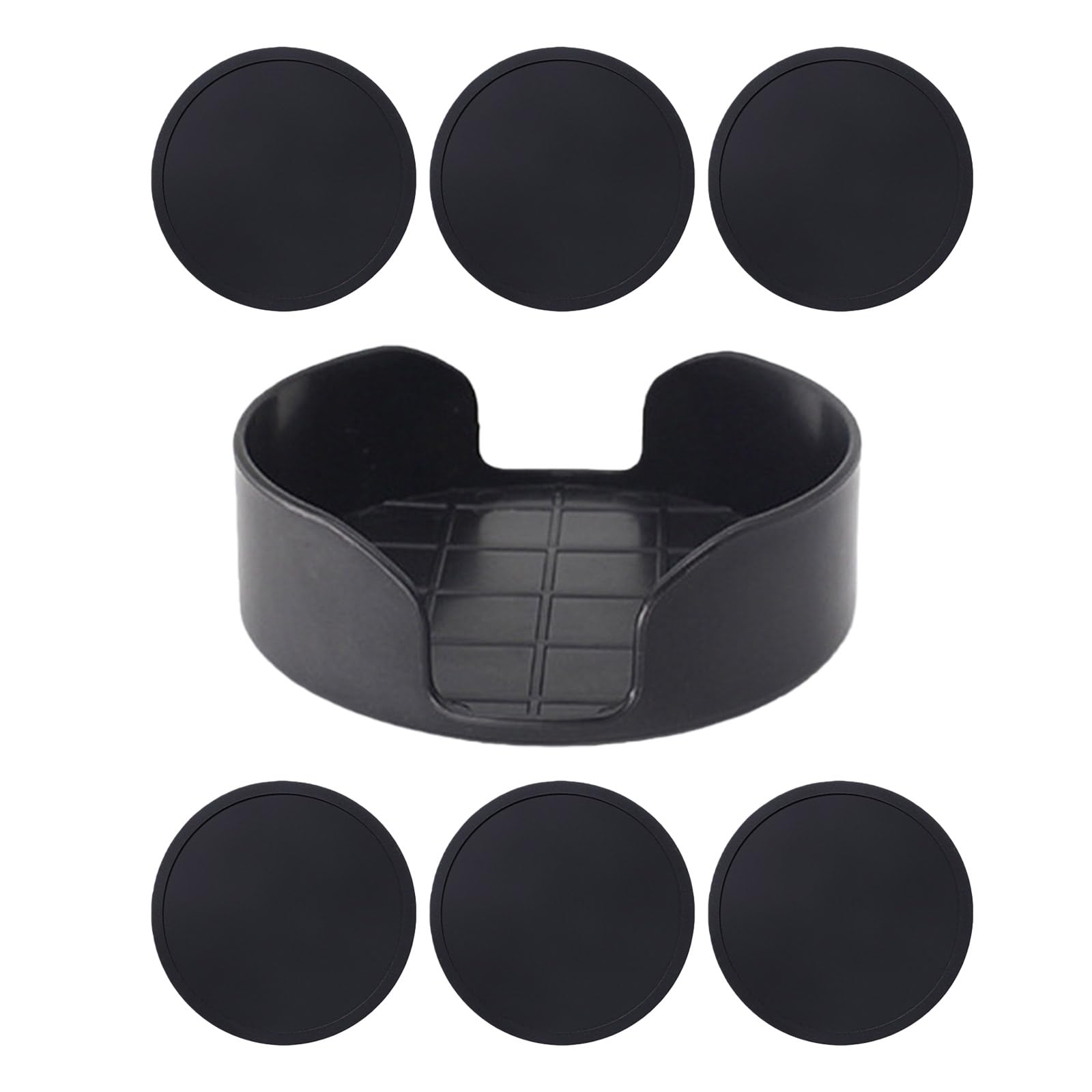 Nucelit 6Pcs Nonslip Silicone Round Drink Coasters with Holder Prevents Cup Slipping Ensures Safe on Tables Reduces Accidents Cup Coasters