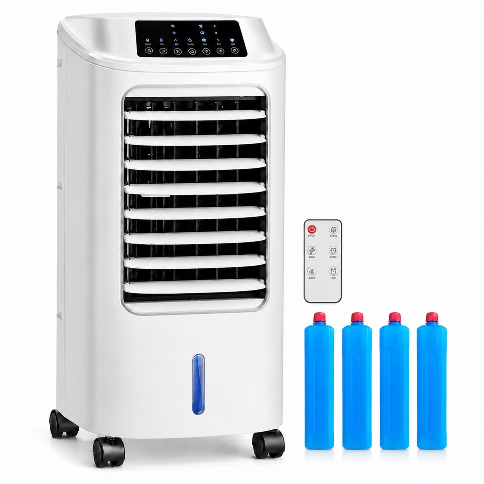 Wamj Aqdy One Color Portable Swamp Cooler Air Conditioner, Evaporative Air Cooler With 1.6 Gal Water Tank And 4 Ice Packs, 3 Speeds, 3 Modes, 7H Timer, Remote Control For Bedroom Home