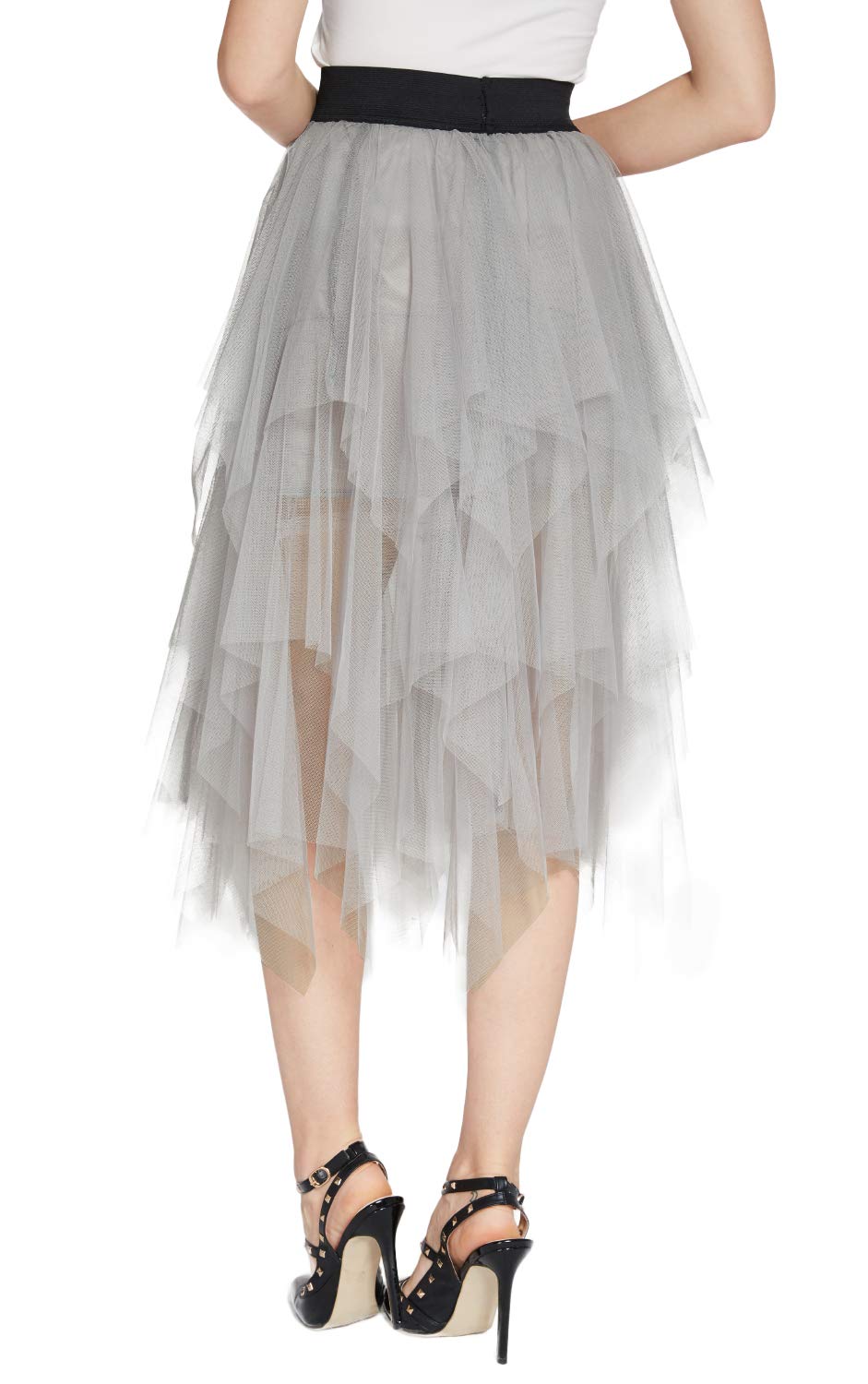 Jupe en tulle élégante en maille pour femme - gris - Taille L