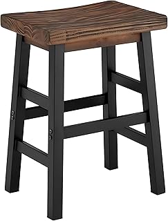 Pomona 26" Counter Height Stool – Solid Pine Wood Seat with Black Metal Legs, Industrial Farmhouse Style, Kitchen & Bar Seating, Sturdy Accent by Alaterre Furniture (Natural Finish)