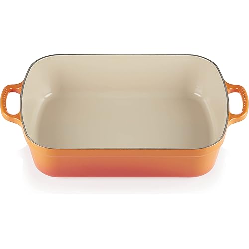 Le Creuset Enameled Cast Iron Signature Rectangular Roaster, 5.25 qt. (11.7" x 16.8") , Flame