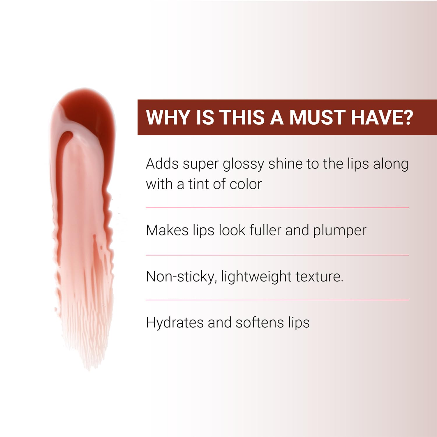 Iba Must Have High Shine Lip Oil with Vitamin C for Making Lips Brighter and Pinker | Long-Lasting Nourishment and Hydration | Soft and Natural Lips | Shade - 02 Mocha Glaze, 2.6ml