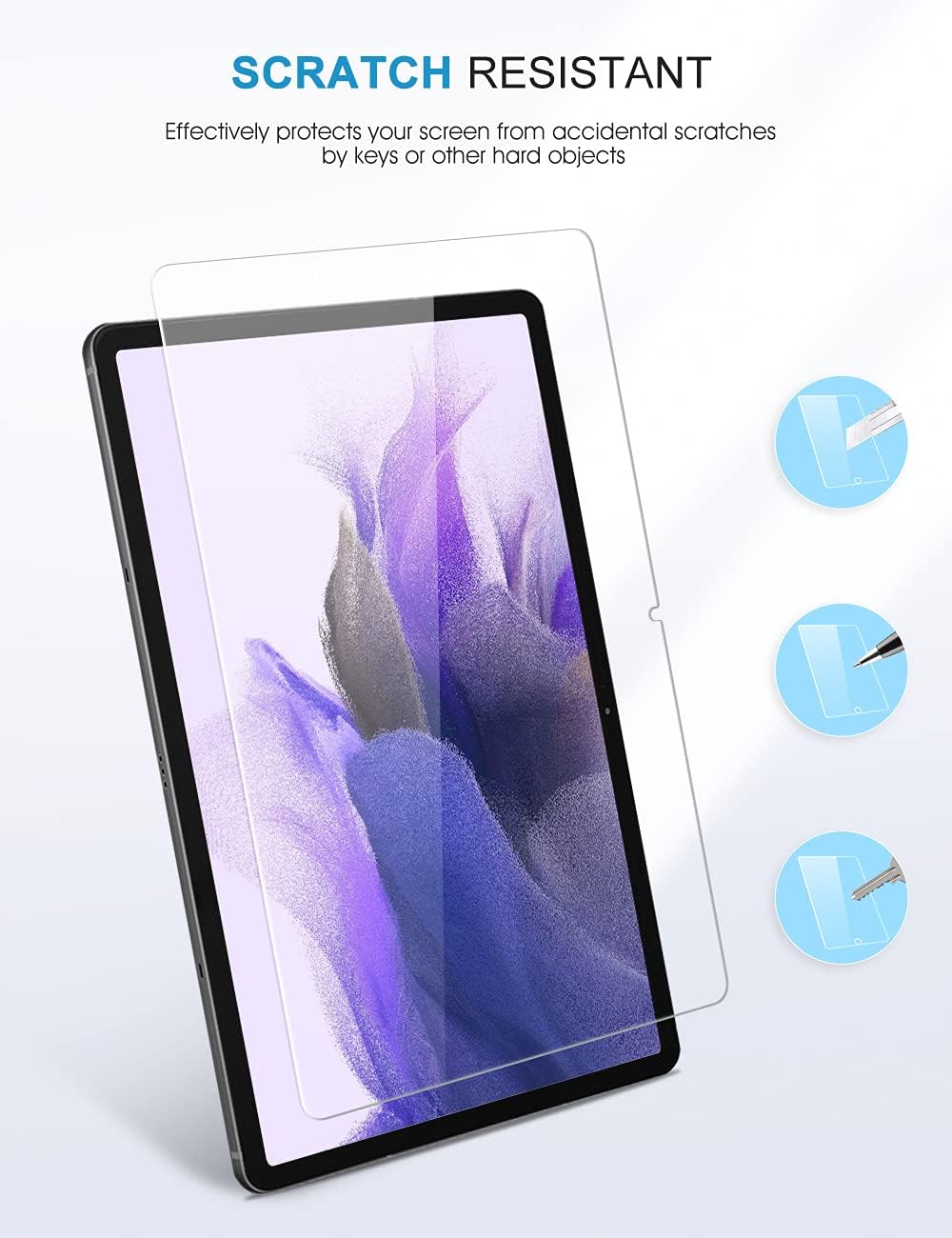 [2 Pack ] SPARIN Screen Protector Compatible with Samsung Galaxy Tab S7 FE 2021 / Galaxy Tab S7 Plus, Tempered Glass/S Pen Compatible/Anti-Scratch/Bubble Free : Electronics
